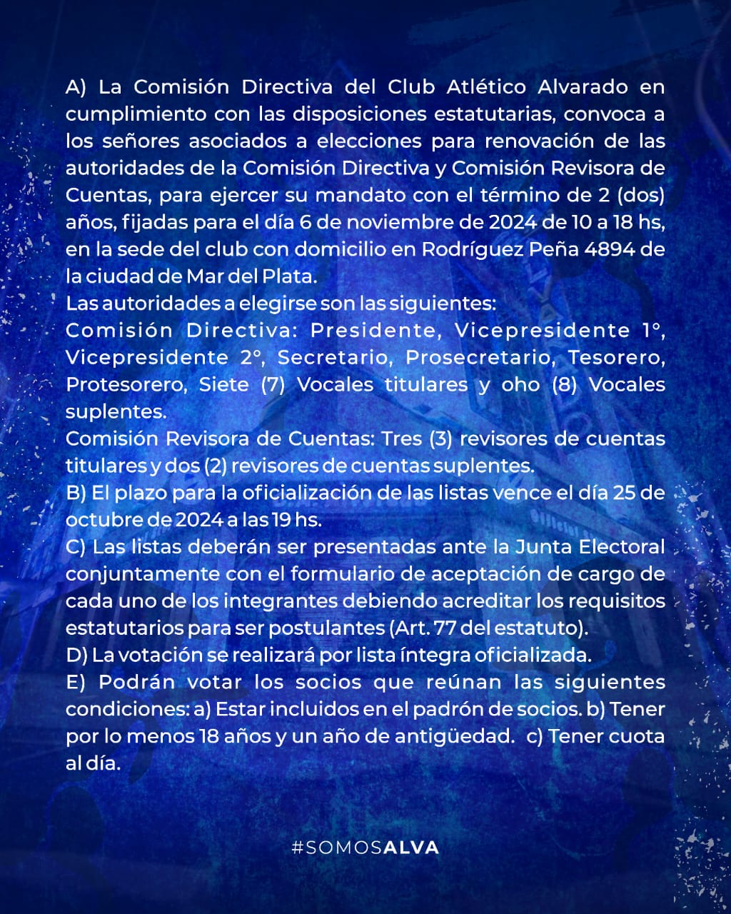 Alvarado llama a elecciones para el 6 de noviembre