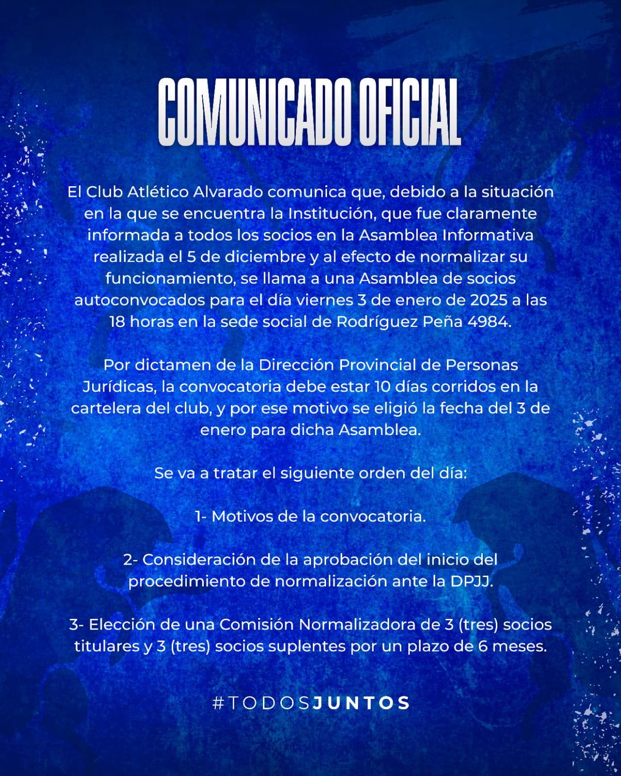 El 3 de enero Alvarado convoca para elegir a la Normalizadora